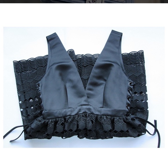 Sandro Black Lace Plunge Neckline Luminary Dress 4 - Picture 9 of 14